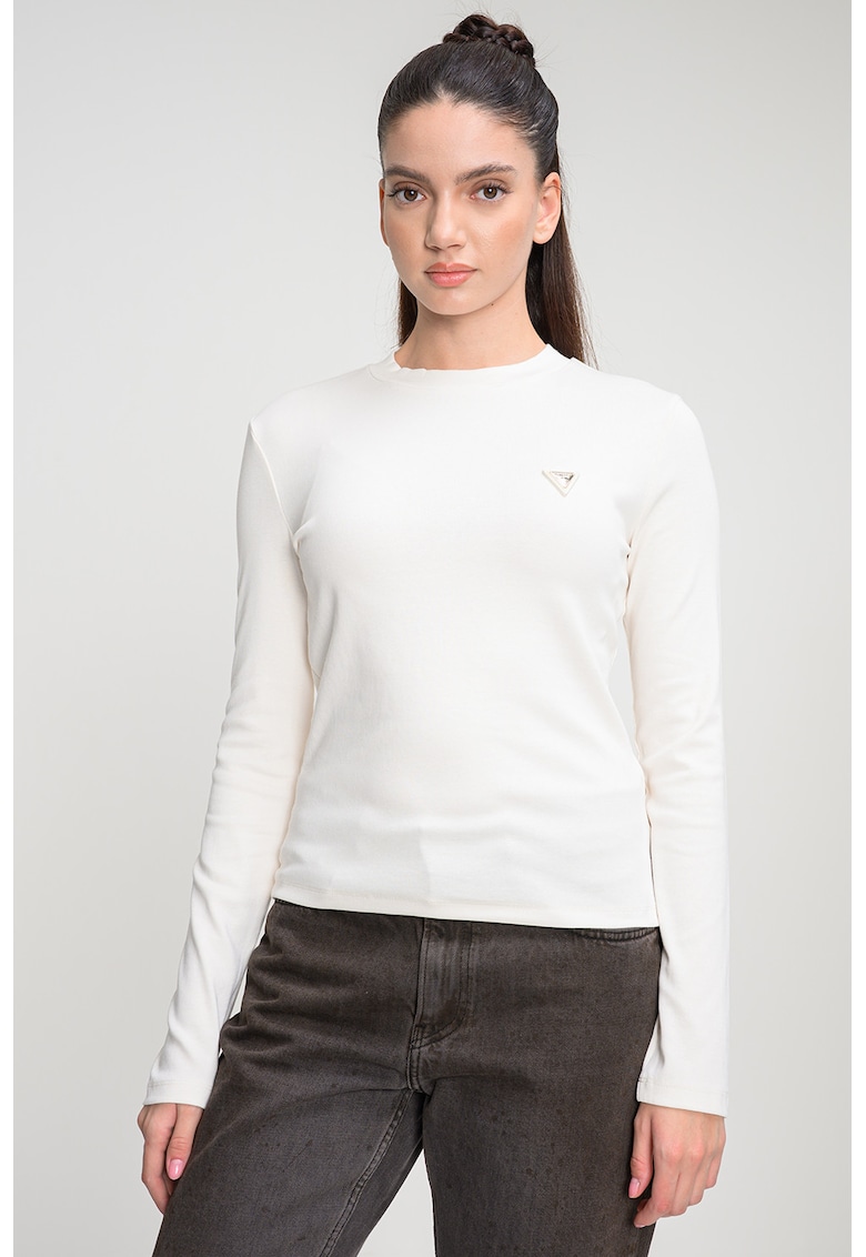 Bluza slim fit din amestec de modal pentru fitness - Alb murdar