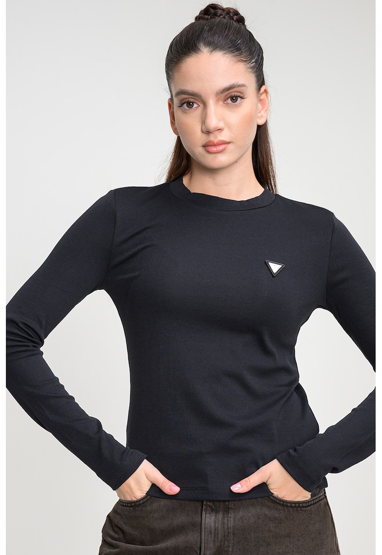 Bluza slim fit din amestec de modal pentru fitness - Negru