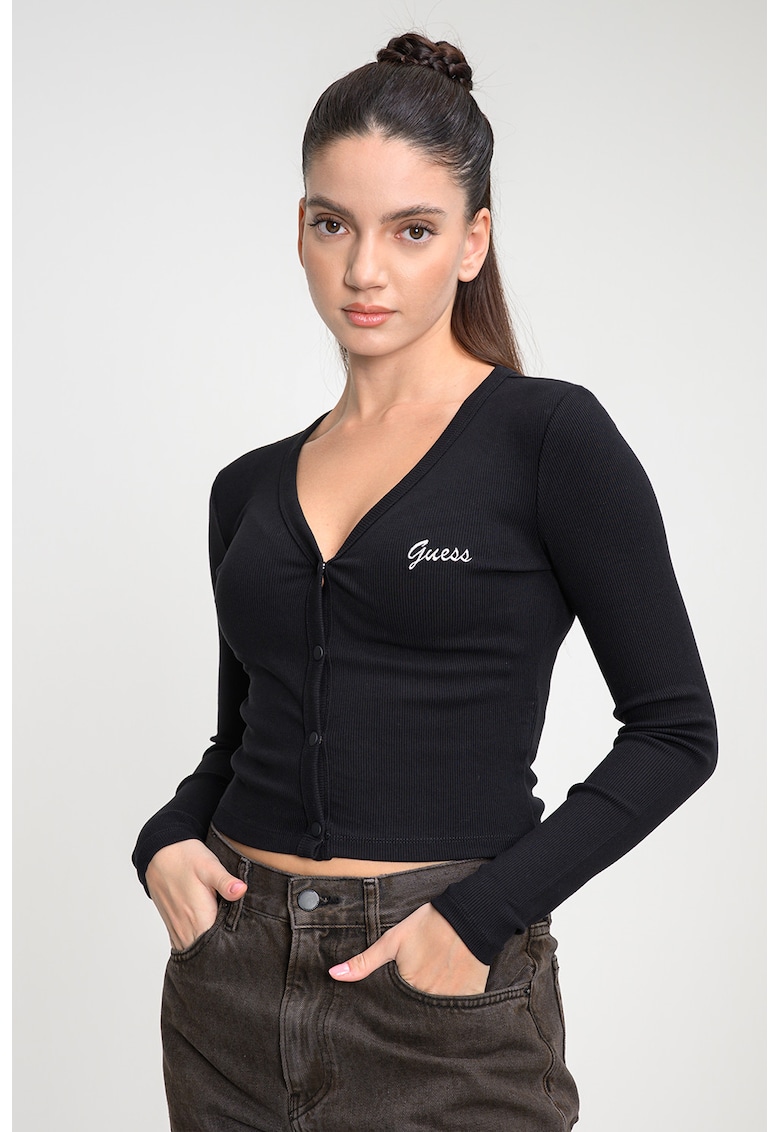 Bluza slim fit striata - Alb/Negru