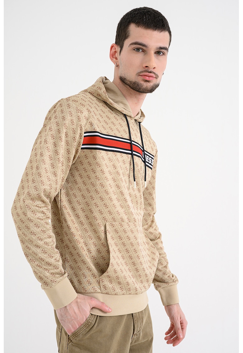 hanorac cu imprimeu logo pentru fitness - Rosu/Alb/Maro nisip