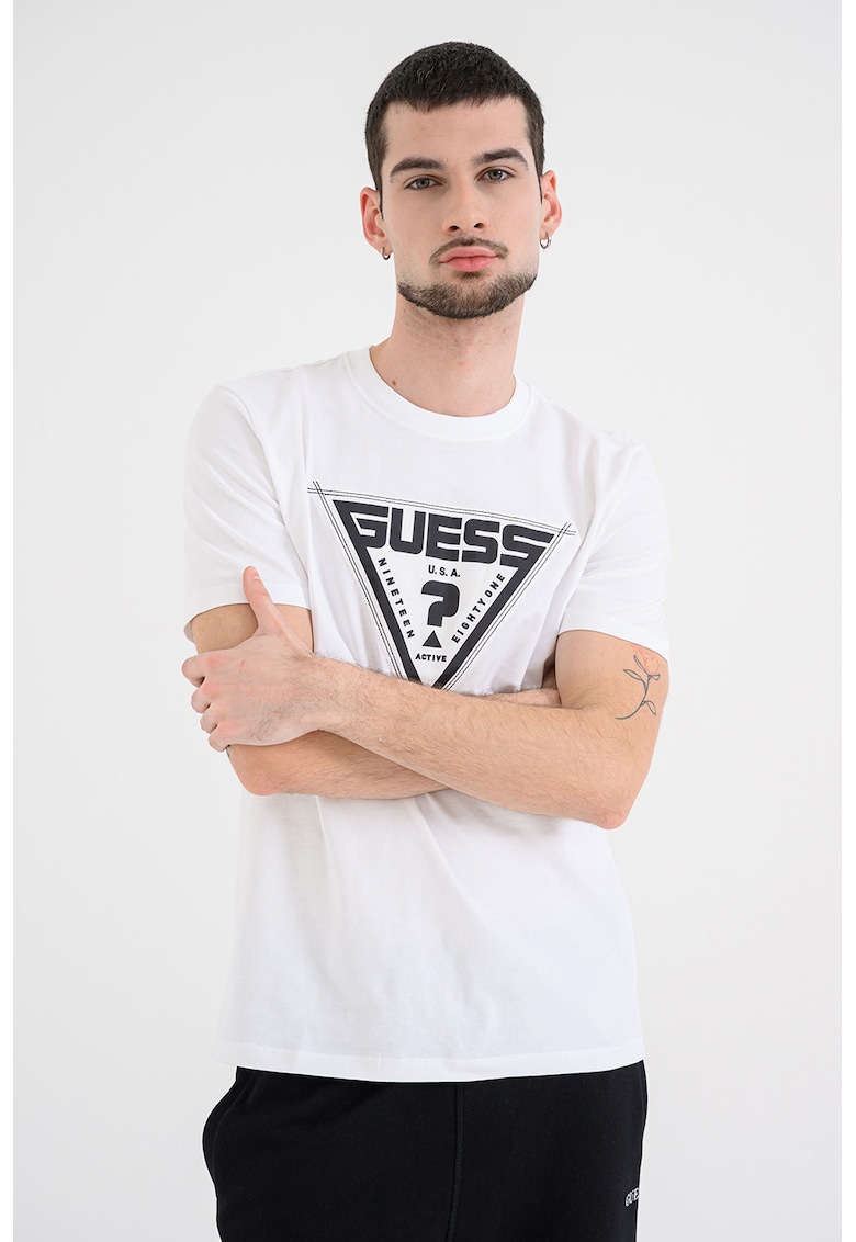 Tricou cu logo pentru fitness - Negru/Alb optic