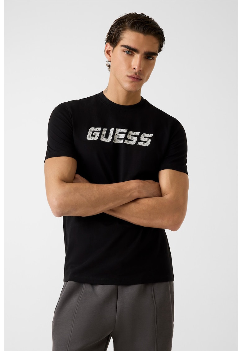 Tricou din bumbac organic pentru fitness - Negru/Alb murdar