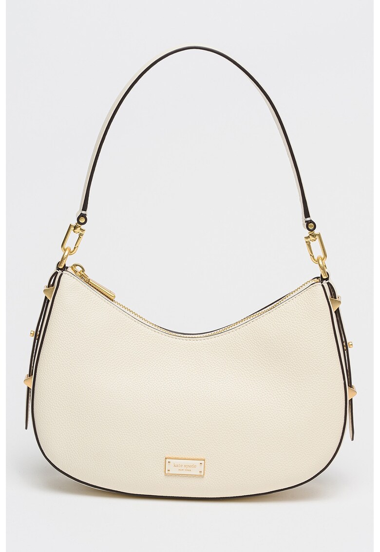 Geanta din piele cu bareta de umar Liv - Alb fildes