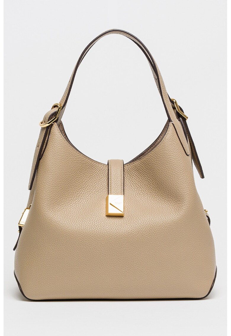 Geanta din piele cu bareta de umar Deco - Bej deschis