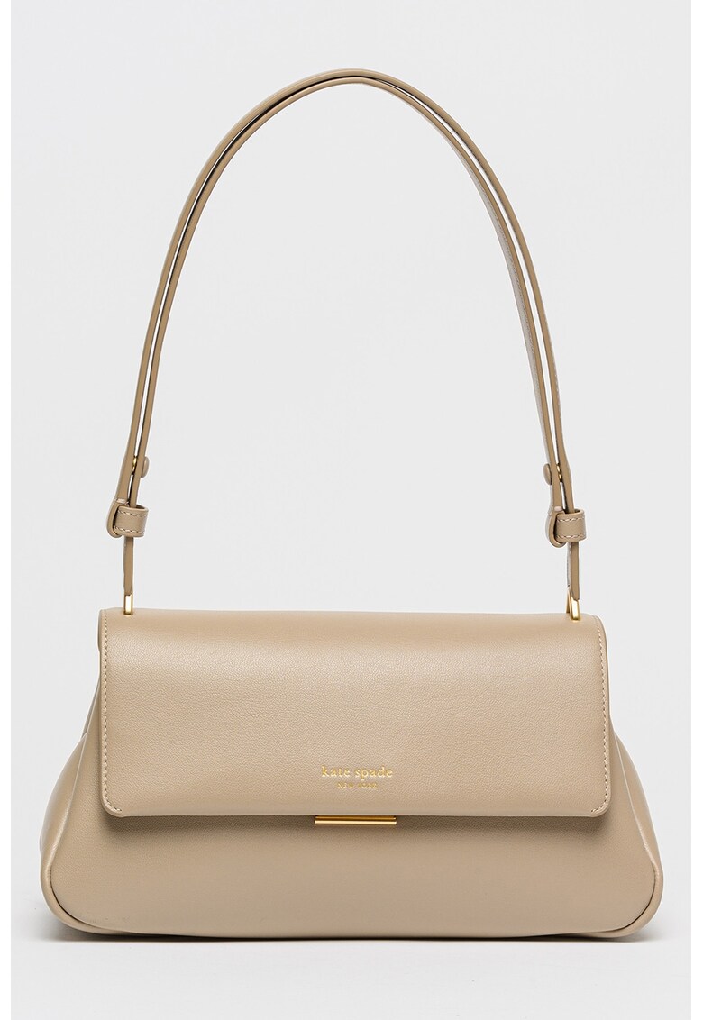 Geanta de piele cu bareta de umar Grace - Maro taupe deschis