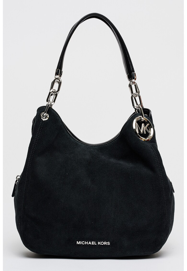 Geanta din piele intoarsa cu bareta de umar Lillie - Negru