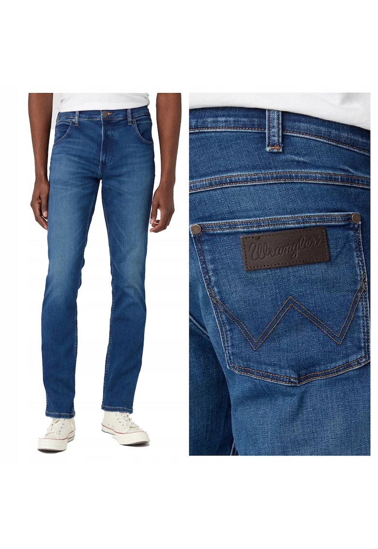 Blugi Barbati - Greensboro - Straight Fit - Talie Medie - Fermoar - Lungi - 5 Buzunare - Bumbac - Elastan - Albastru