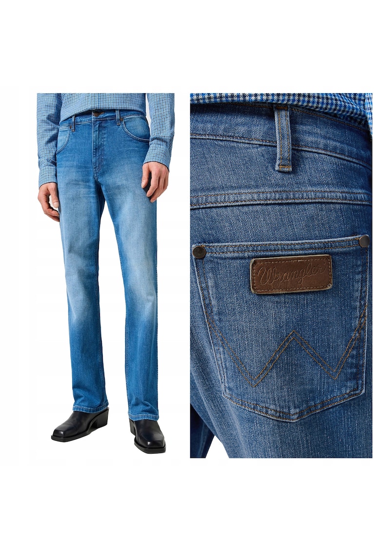Blugi Barbati - Horizon - Straight Fit - Talie Inalta - Fermoar - Lungi - 5 Buzunare - Bumbac - Elastan - Albastru - Albastru