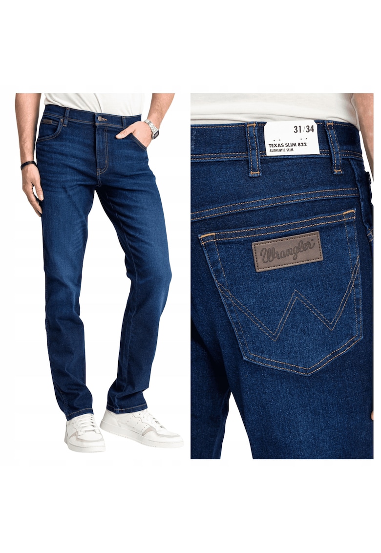 Blugi Barbati - Texas - Slim Fit - Talie Medie - Fermoar - Lungi - 5 Buzunare - Bumbac - Elastan - W31-L34 US - Albastru