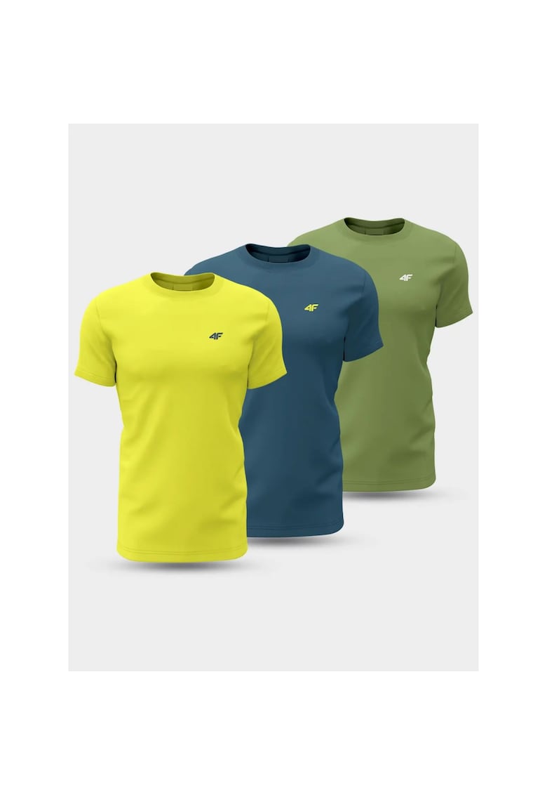 Set 3 Tricouri sport pentru barbati 4FWSS24TTSHM1896 - multicolor - bumbac
