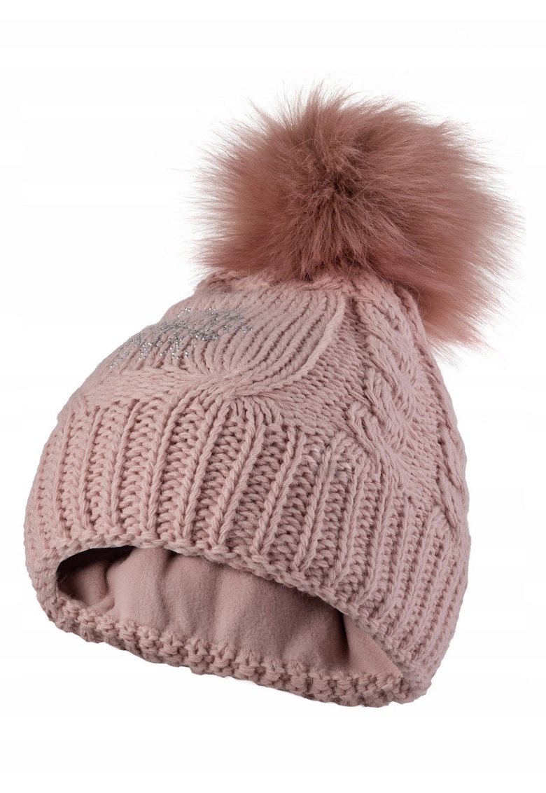 Caciula Din Lana - Cz04 - Marime Unica - Material 30% Lana - 10% Viscoza - 60% Poliacril - Calduroasa - Cu Pompon - Marime Universala - De Inalta Calitate - Roz