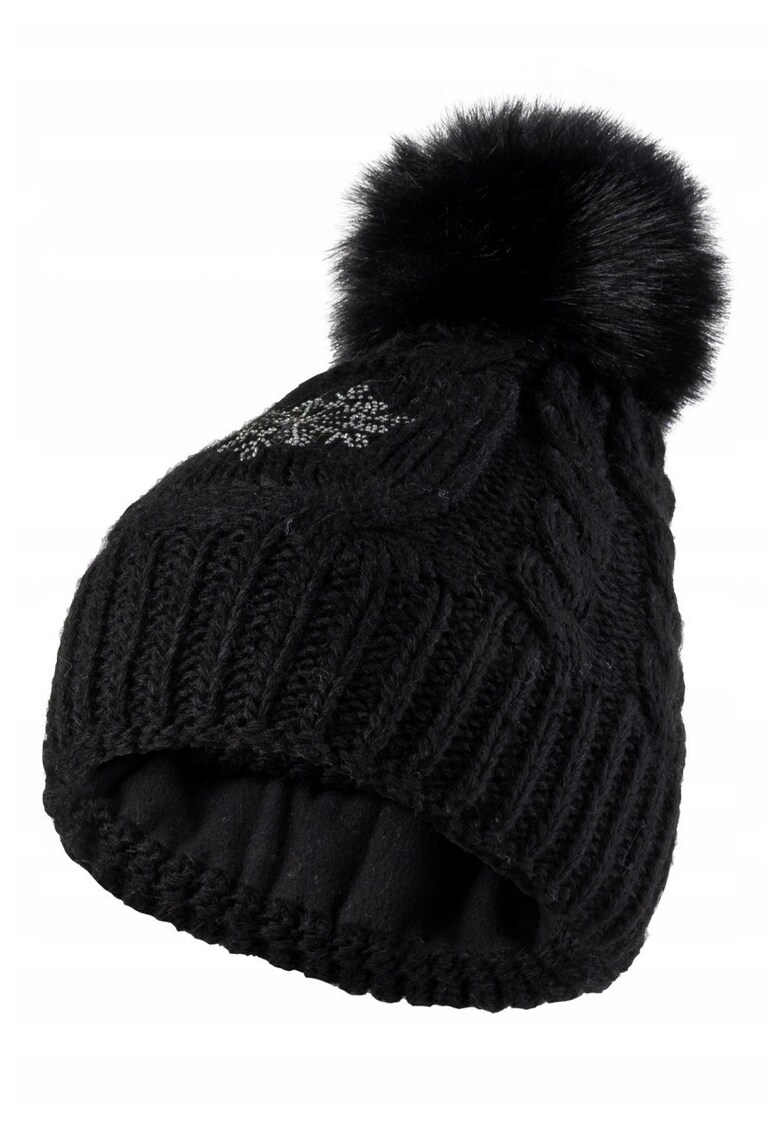 Caciula Dama - Cz04 - Marime Unica - Calduroasa Din Lana Cu Pompon Din Par Sintetic - Compozitie Material 30% Lana - 10% Viscoza - 60% Poliacril - Uni - Pentru Sezon Toamna-Iarna - De Inalta Calitate - Negru