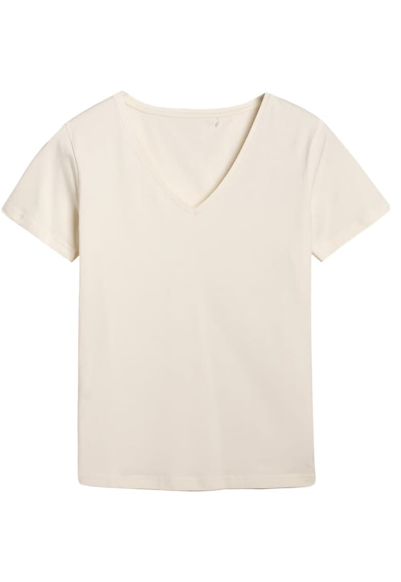 Tricou dama F1990 - slim fit - bej - bumbac-elastan