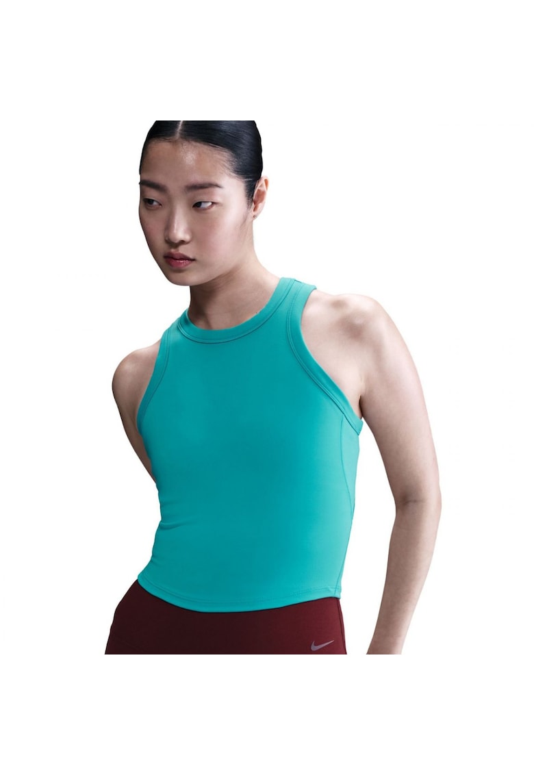 Maiou sport dama Dri-Fit One Fitted Crop - turcoaz - material uscat rapid - croiala mulata