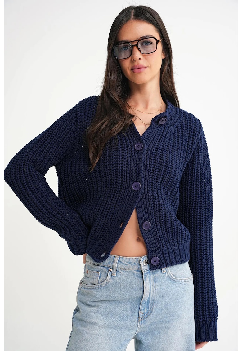 Cardigan bleumarin - cu nasturi - material tricot - One Size