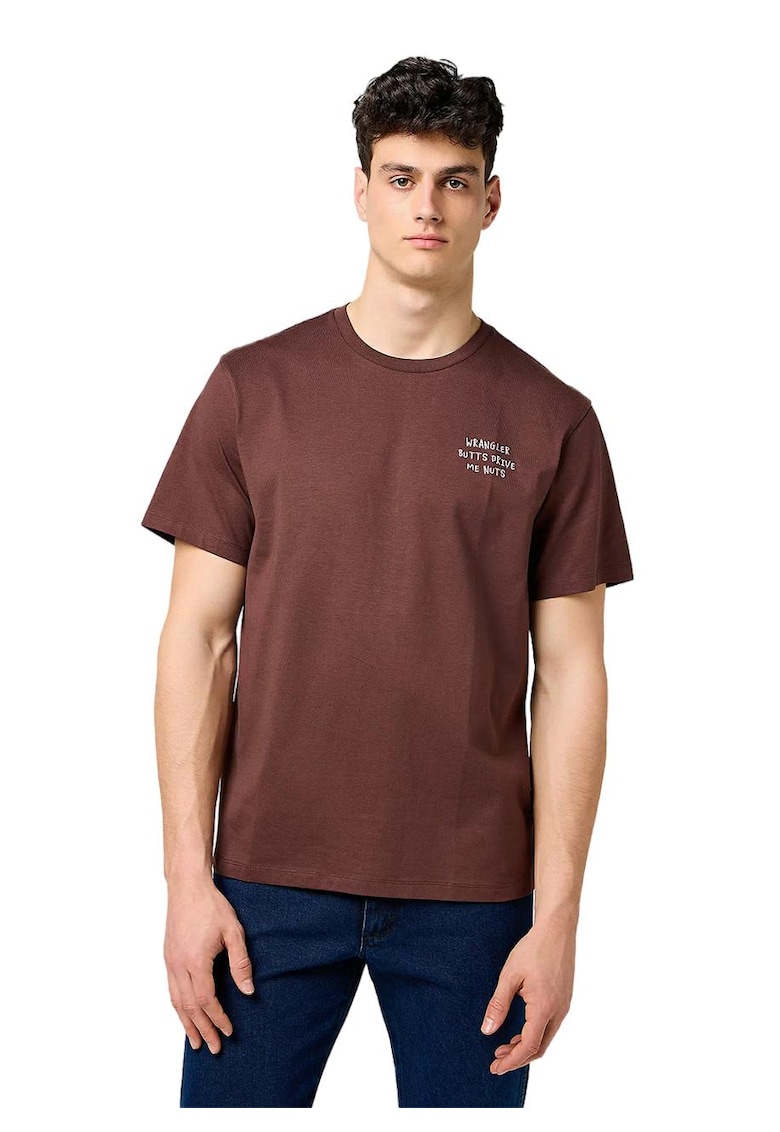 Tricou barbati bumbac - maro -