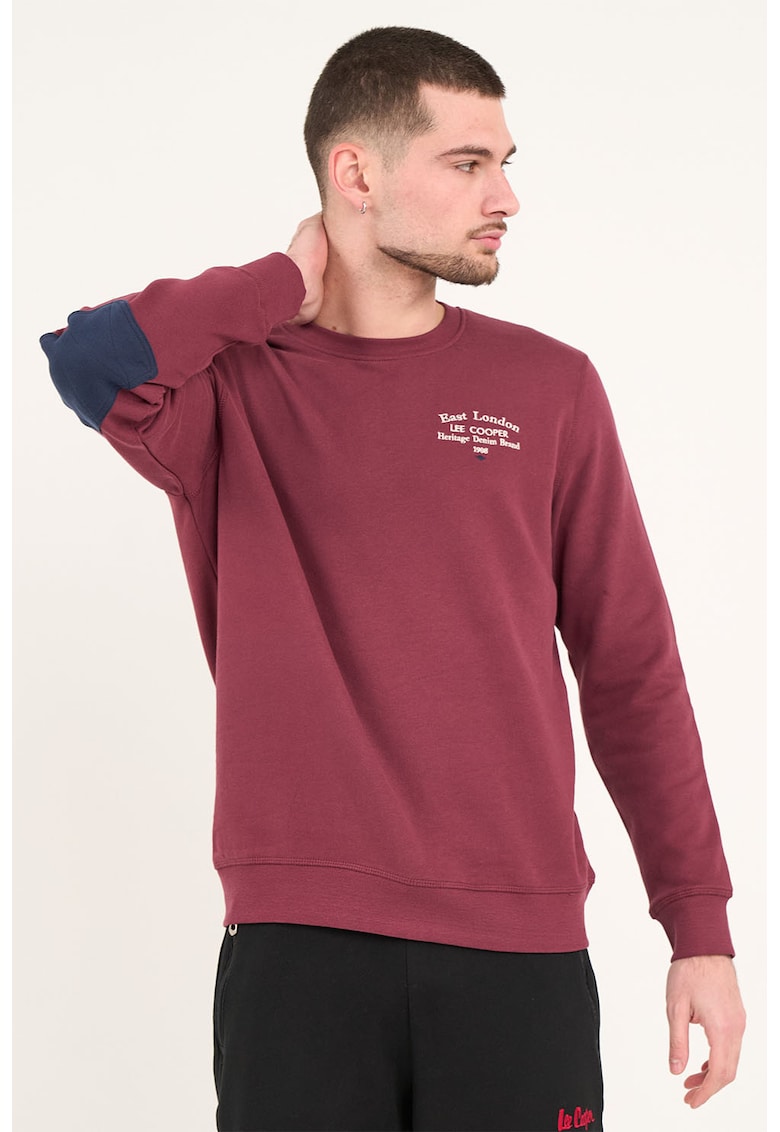 Bluza de trening cu aplicatii pe coate - Visiniu