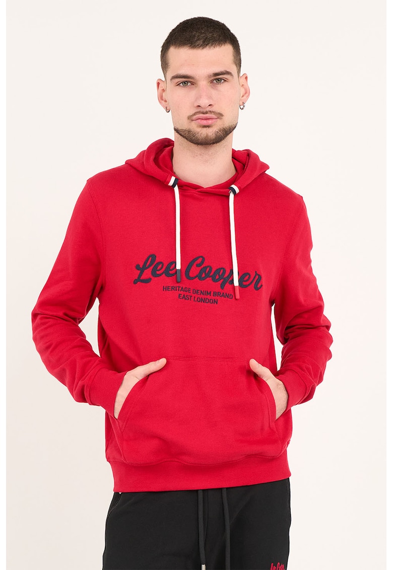 Hanorac de bumbac cu logo brodat - Rosu