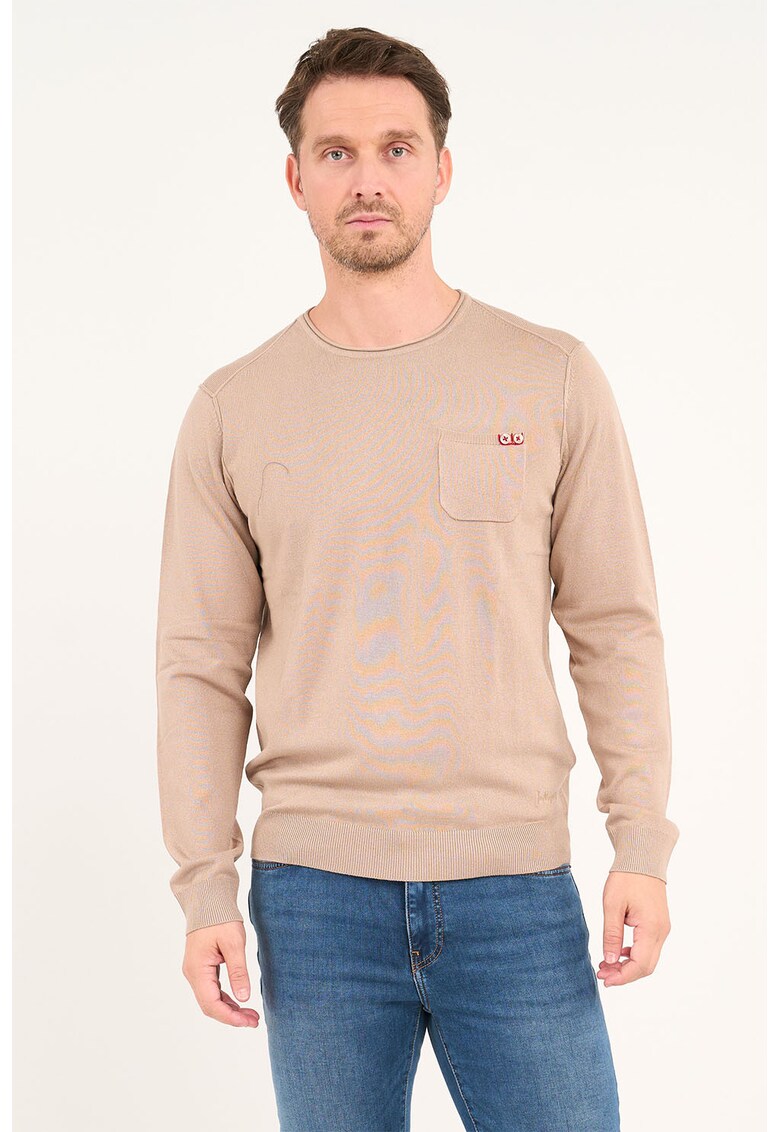 Pulover uni cu decolteu rotund - Bej