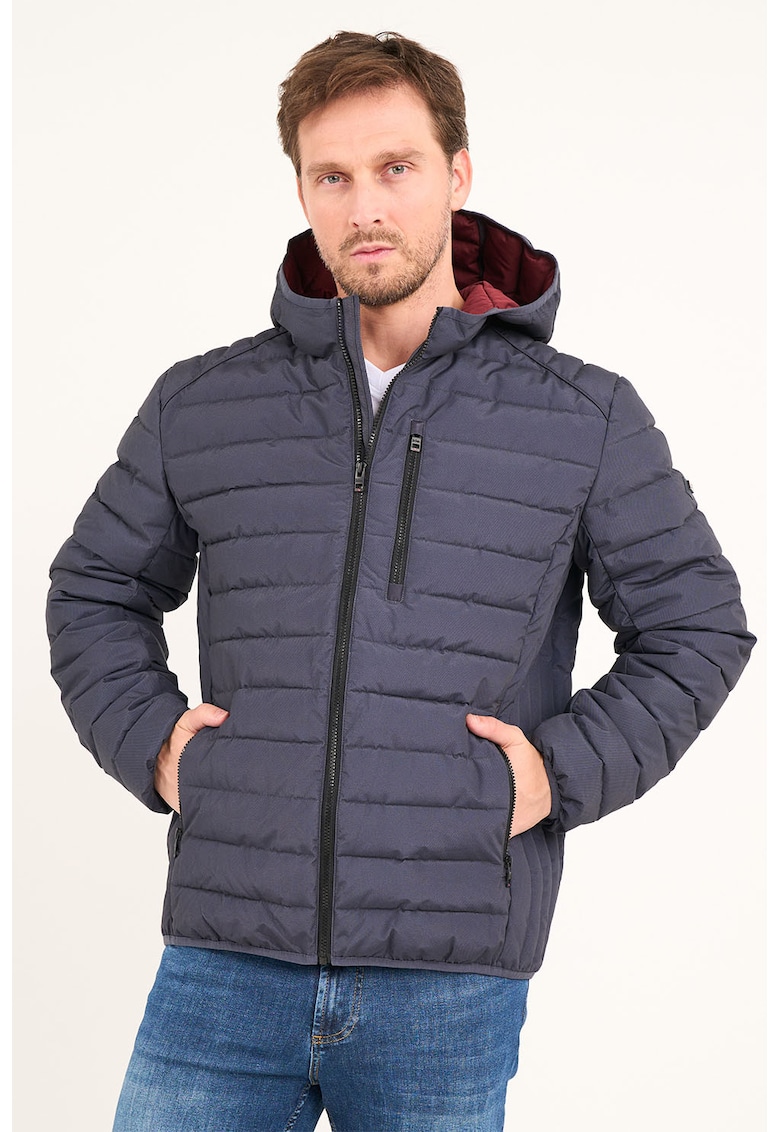 Jacheta matlasata cu buzunare laterale - Gri inchis