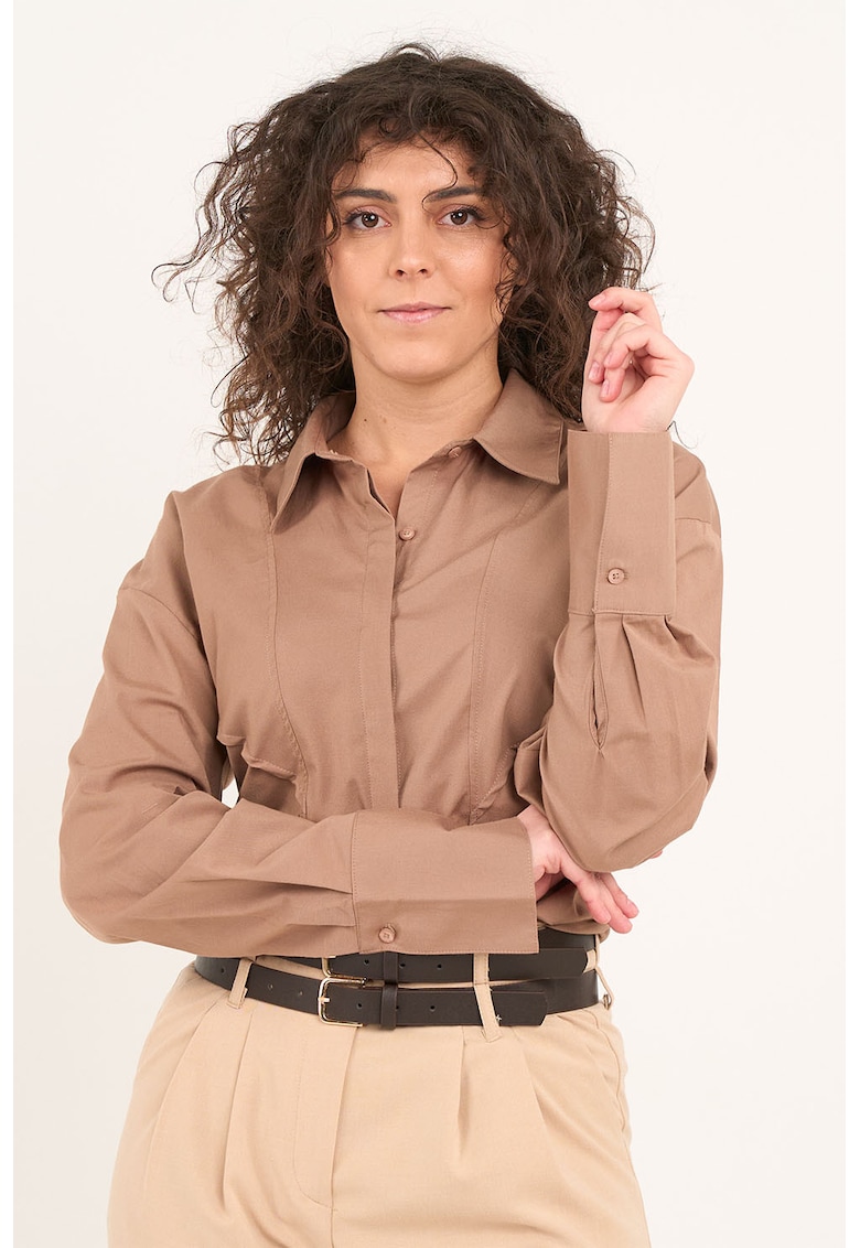 Camasa regular fit cu guler clasic - Maro taupe