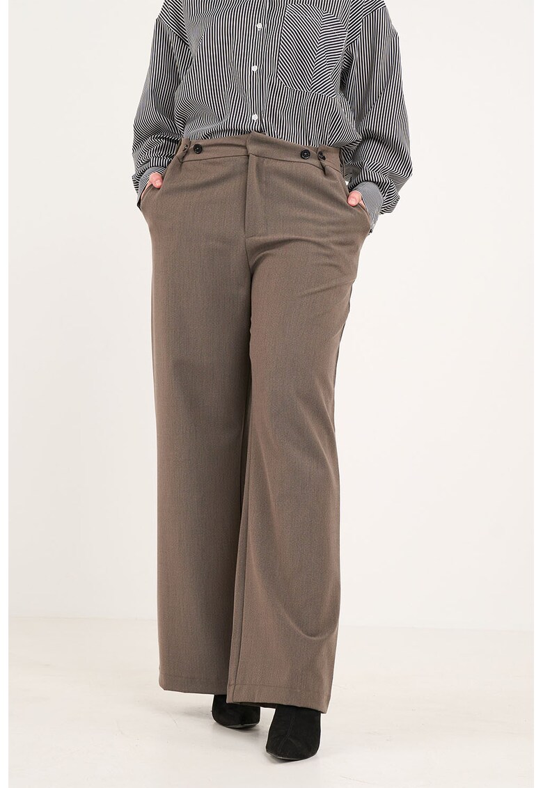 Pantaloni ampli cu talie medie - Maro taupe