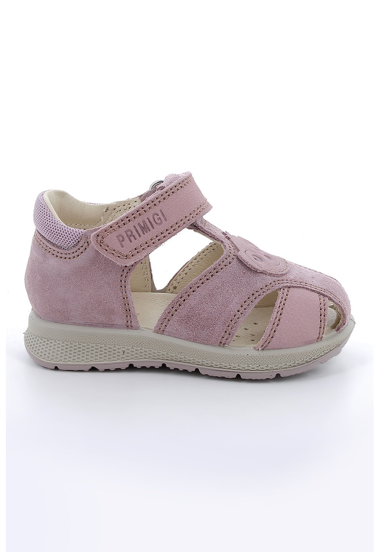 Sandale din piele si piele intoarsa cu inchidere velcro - Lila/Violet prafuit