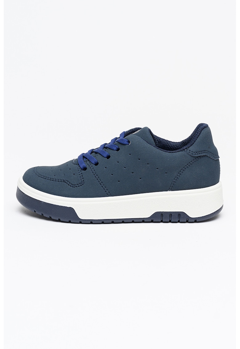 Pantofi sport din piele ecologica cu model uni - Bleumarin