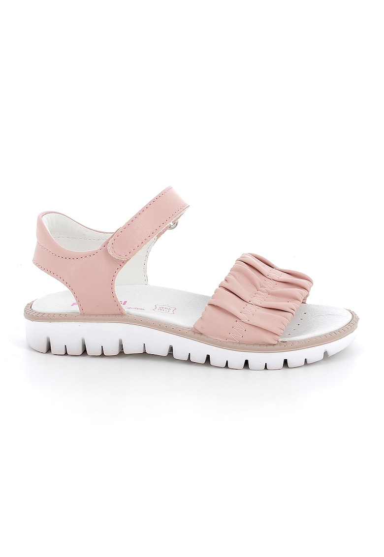 Sandale din piele ecologica cu inchidere velcro - Roz prafuit