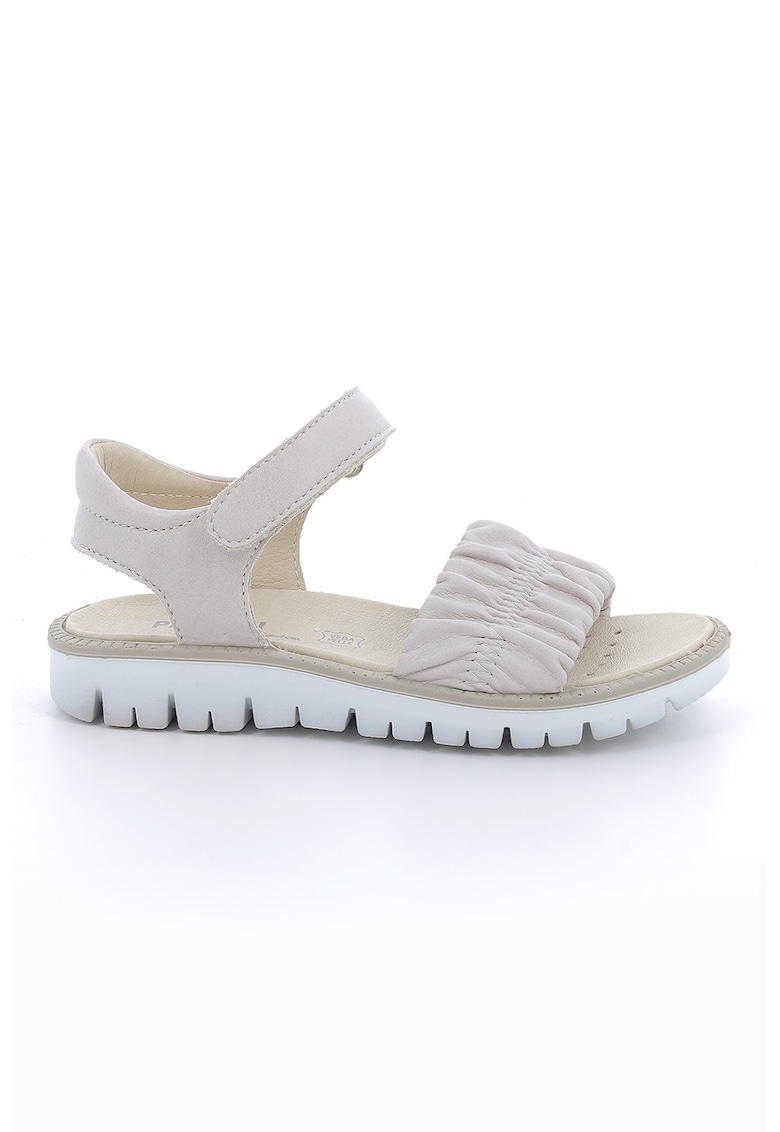 Sandale din piele ecologica cu inchidere velcro - Alb
