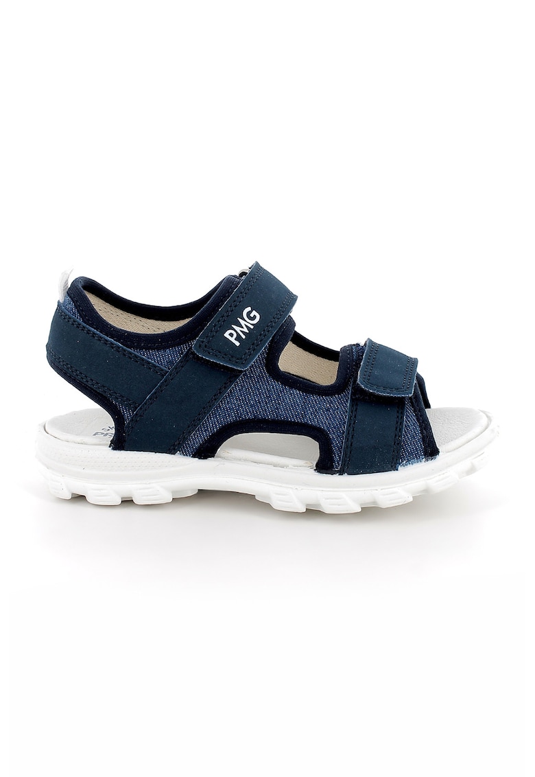 Sandale cu inchidere velcro si decupaje - Albastru prafuit/Bleumarin