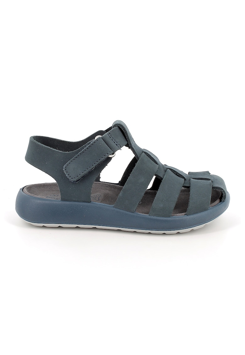 Sandale din piele intoarsa cu inchidere velcro - Albastru prafuit
