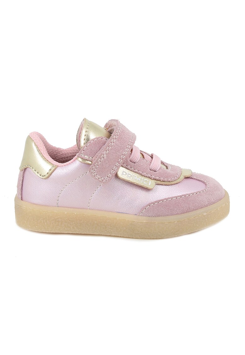 Pantofi sport low-cut cu garnituri din piele intoarsa - Auriu/Roz pastel/Roz pal