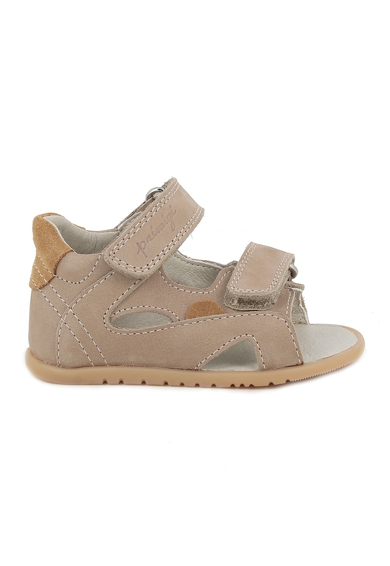 Sandale din piele intoarsa cu inchidere velcro - Maro/Caramel