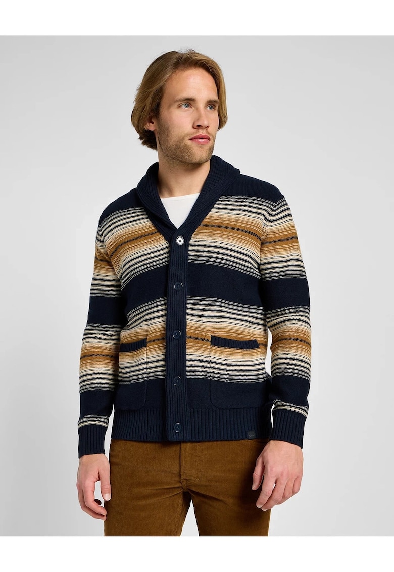 Pulover Barbati - Frontier - Regular Fit - Cu Nasturi - Maneci Lungi - 2 Buzunare - Stil Cardigan - 100% Bumbac - M INTL - Albastru