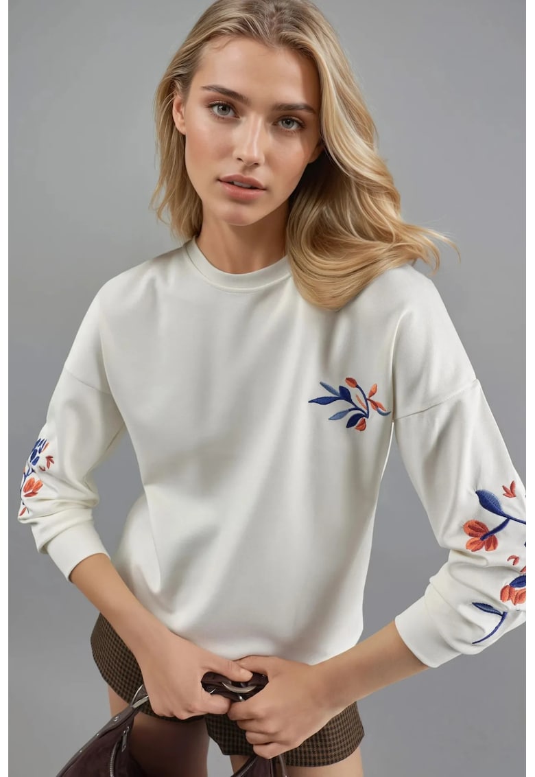 Hanorac dama - brodat - alb - modal