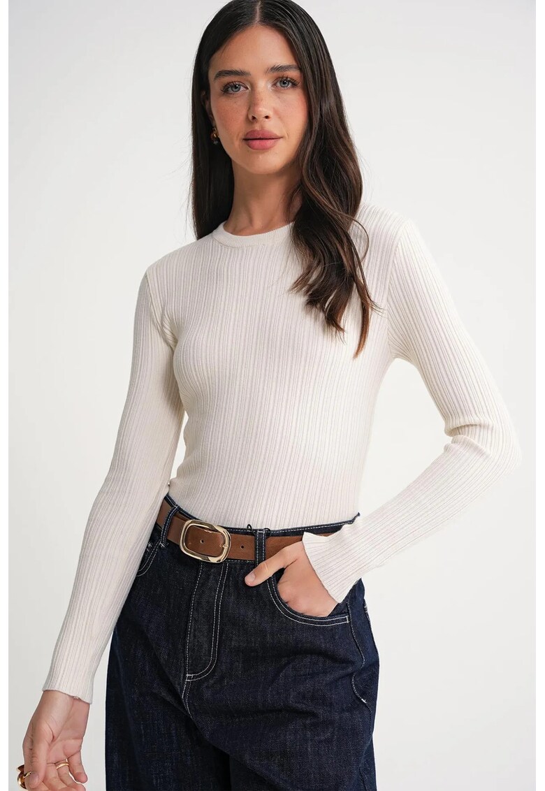 Bluze dama - top mulat - texturat - natural - jerseu