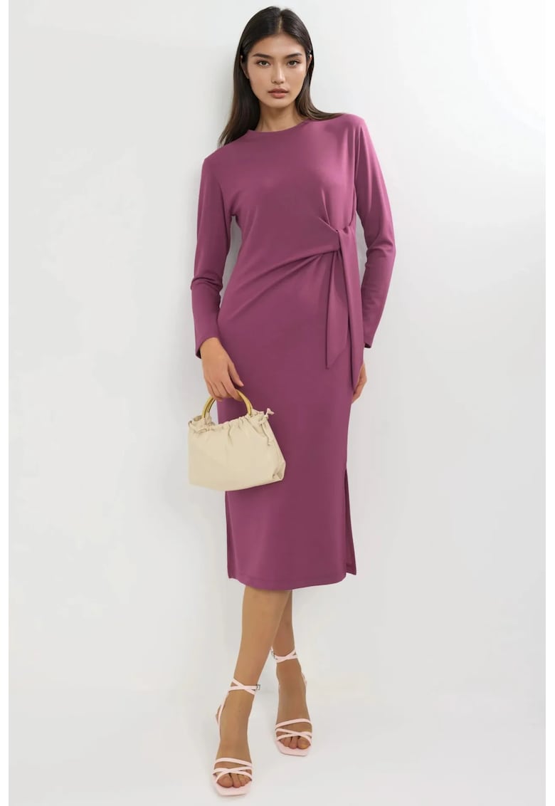 Rochie Midi - Bersan - maneci lungi - rosu - jerseu