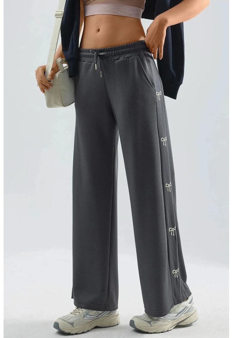 Pantaloni dama cu detalii din modal - Gri