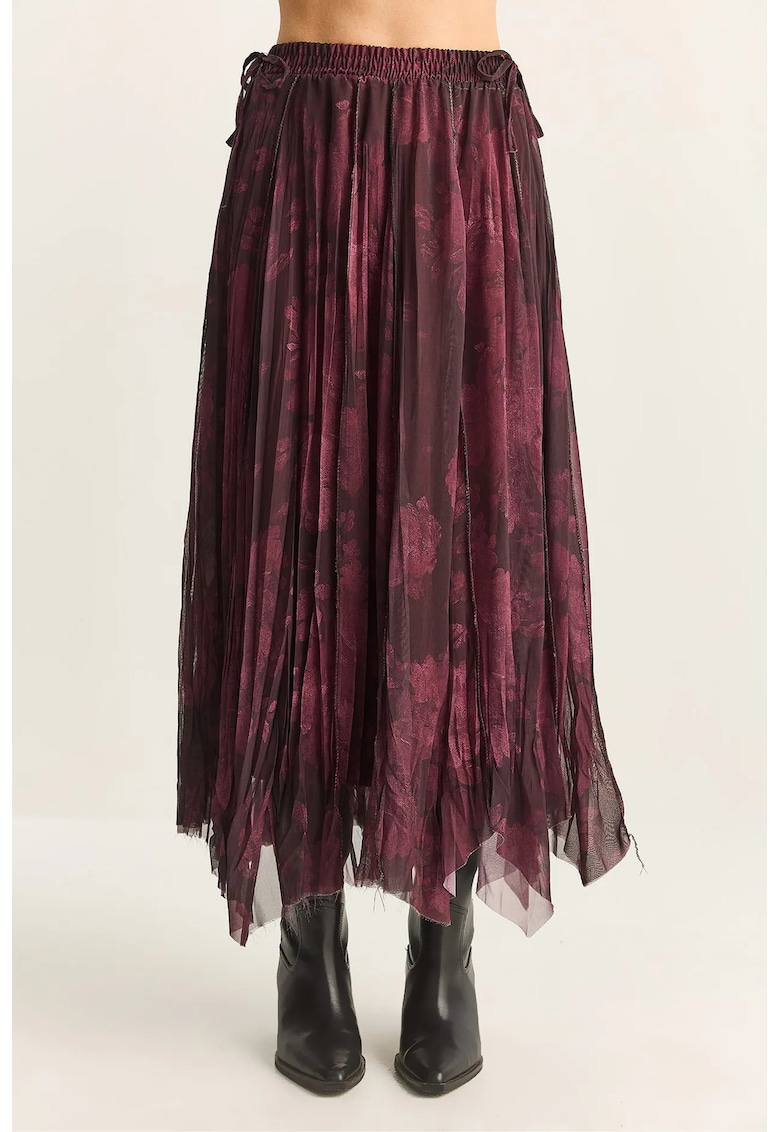 Fusta midi cu talie inalta - rosie