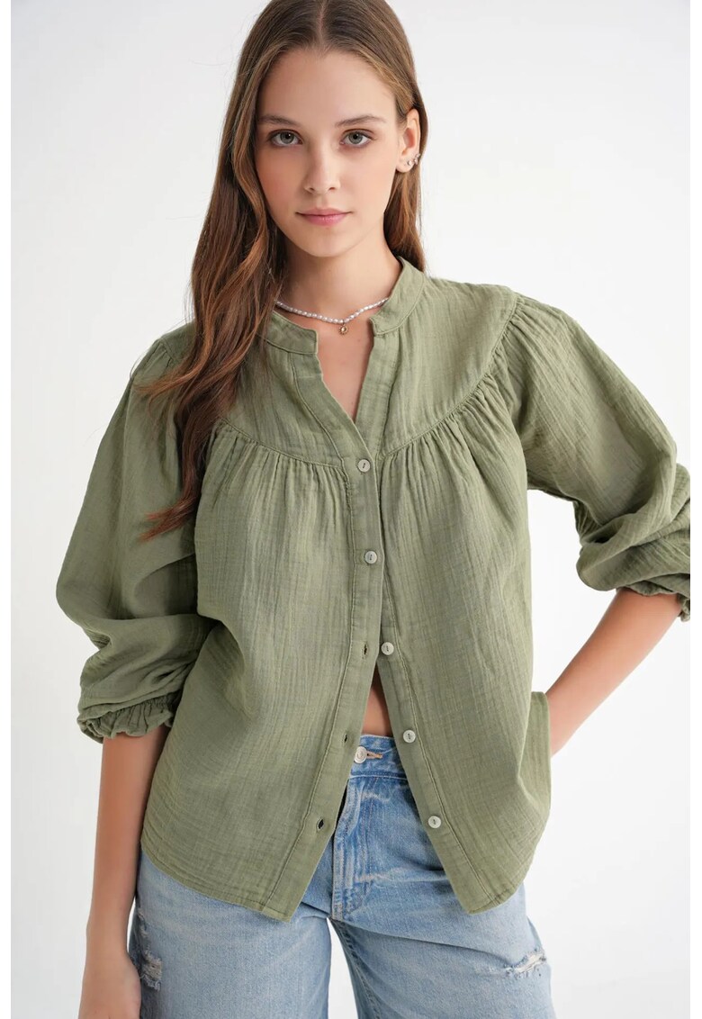 Camasa dama - amestec de in - verde salvie