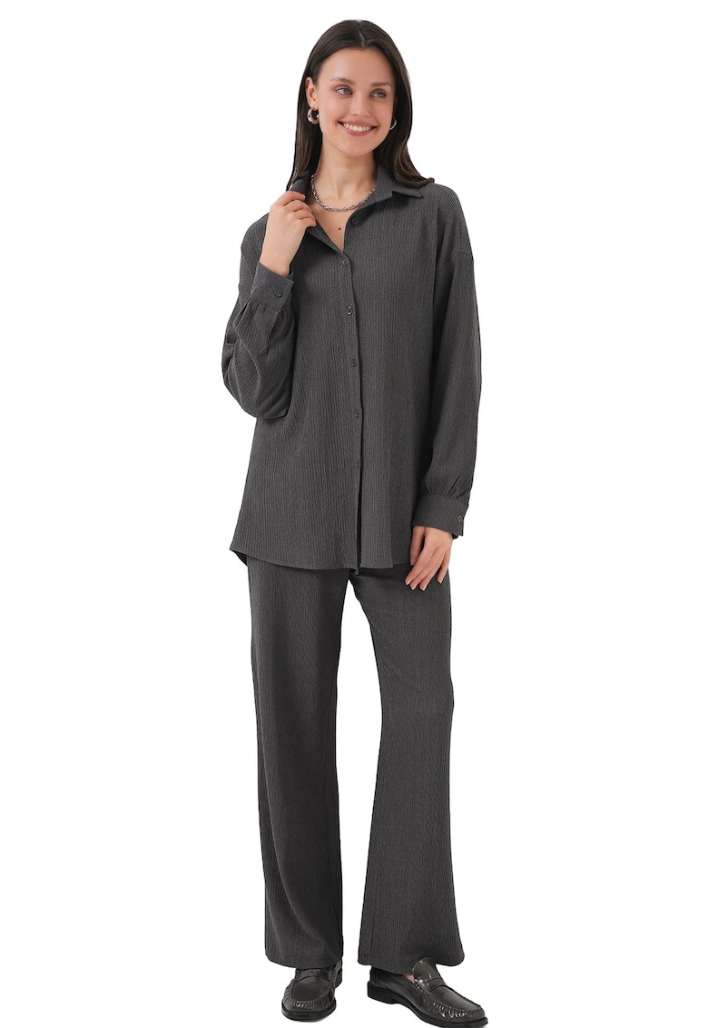 Compleu dama - Gri carbune - Tricot - 2 piese