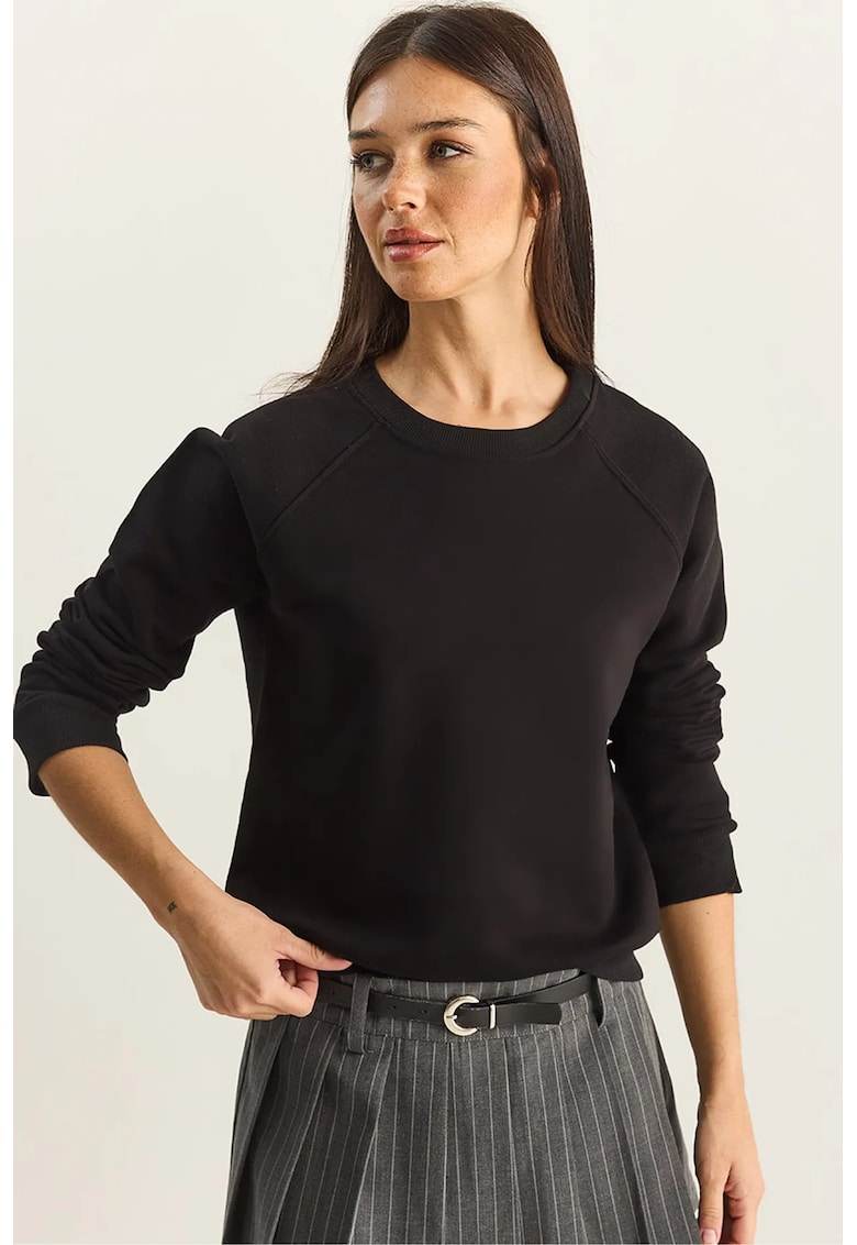 Hanorac dama - tricotat - negru - textil