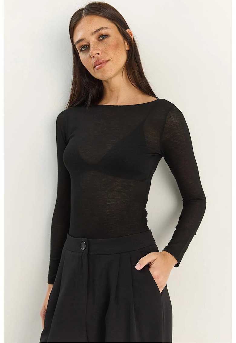Bluza dama - transparenta - negru - bumbac