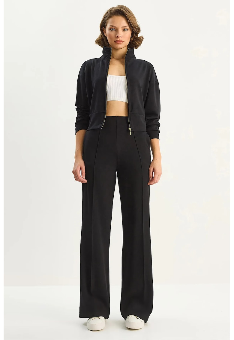 Trening dama LUCCI - hanorac cu fermoar complet - pantaloni - negru - material textil