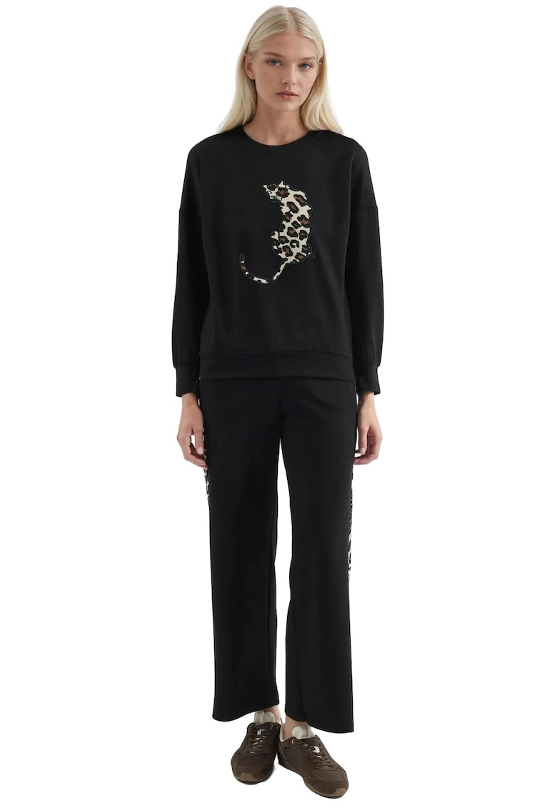 Compleu dama - set din doua piese - model leopard - negru - modal