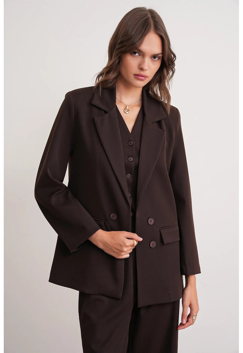 Sacou pentru dama - textil - maro