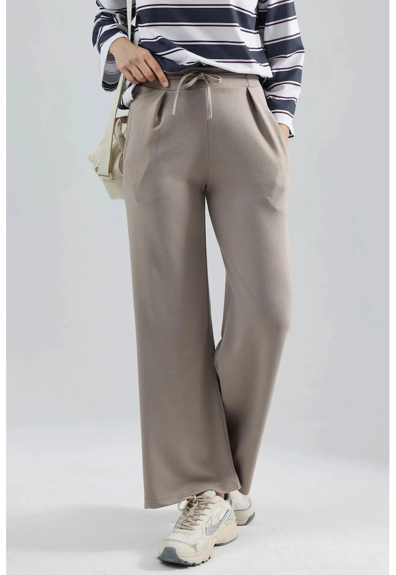 Pantaloni dama - Palazzo plisati - Bej Natural