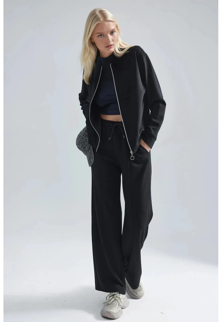 Compleu Femei - top cu fermoar - negru - jerseu