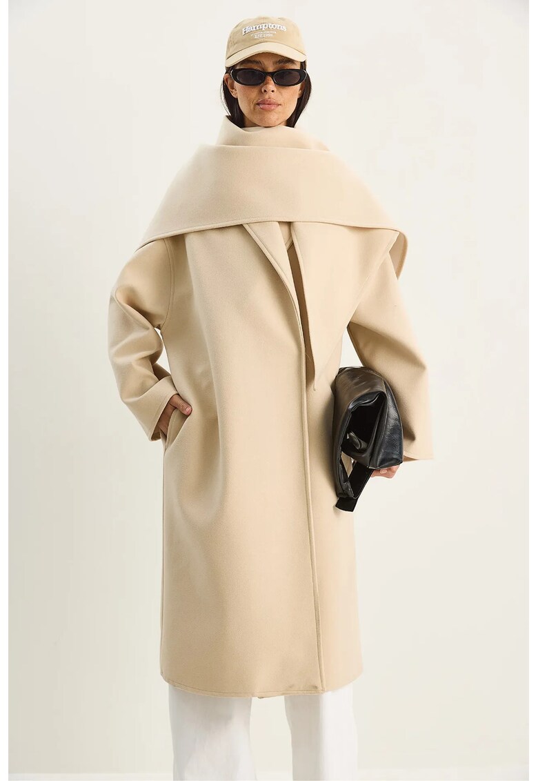 Palton dama - LUCCI - supradimensionat - bej natural - textil